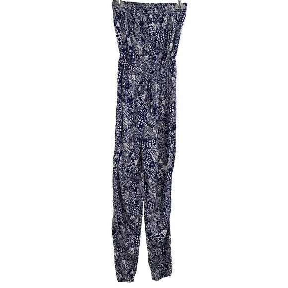 Lilly Pulitzer Target Women's (XS) Blue & White Upstream Fish Strapless Jumpsuit - Picture 2 of 8